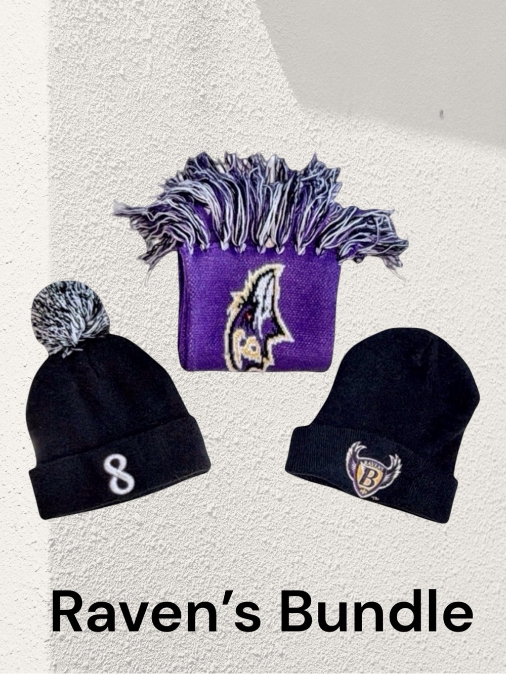 Baltimore Ravens Super Fan Collection: 2 Knit Hats & Scarf. One-Size